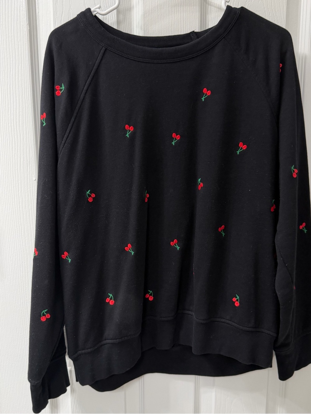 Lou & Grey Embroidered Cherry Sweatshirt Size Large L